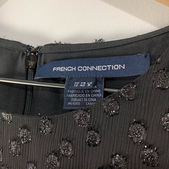 French Connection Black Glitter Dot Burnout Dress - Picture 4 of 9